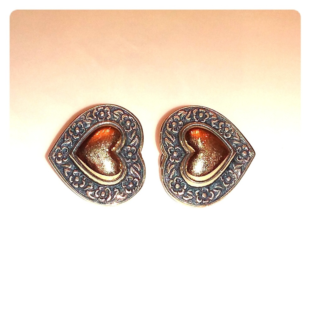 Retired JA gold and silver heart earrings